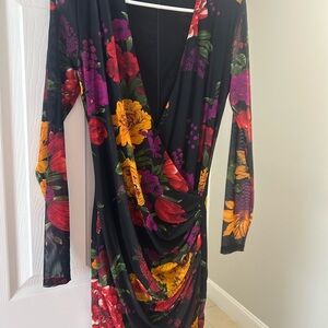 Floral Black Dress with Multicolor Design